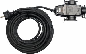 Prodlužovačka 20m kabel s gumovou izolací 3 zásuvky prodlužovací kabel 20 m se 3 možnostmi připojení