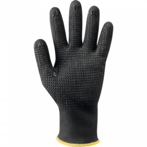 Bezešvé rukavice z nylonu a elastanu s povlakem z nitrilové pěny - černé